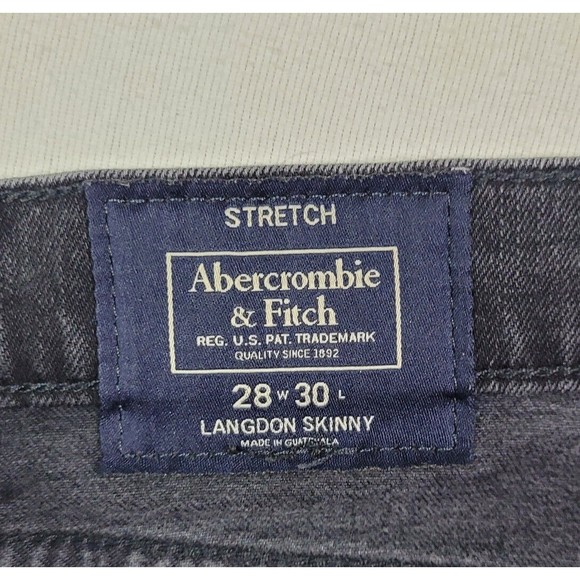 Abercrombie & Fitch Jeans Men 28x30 Langdon Skinny Stretch Dark Wash Black Denim - Picture 5 of 9